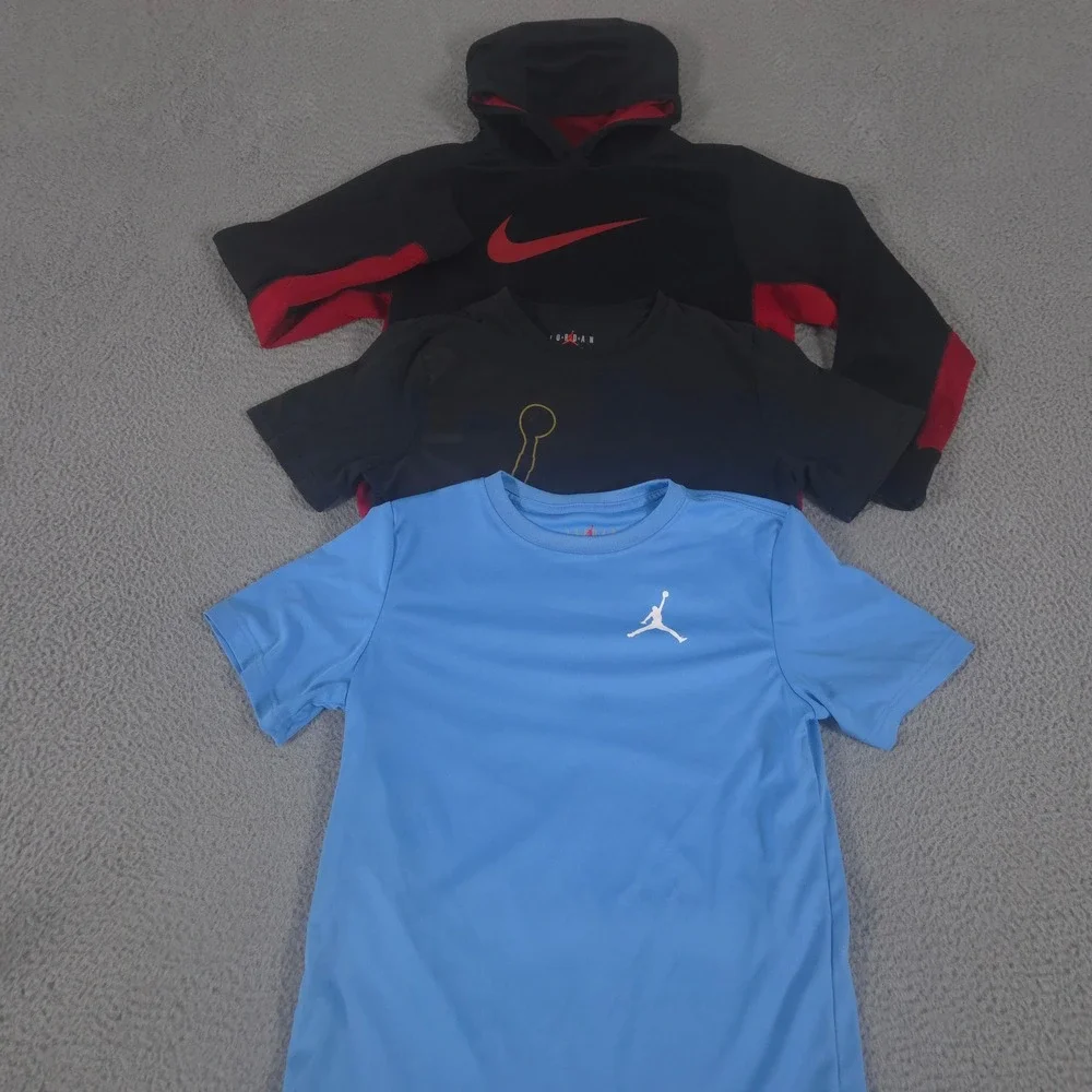 LOT OF 3 Nike x Jordan Shirt Boys XL Multi Therma-FIT Air Flight 23 Logo Hoodie